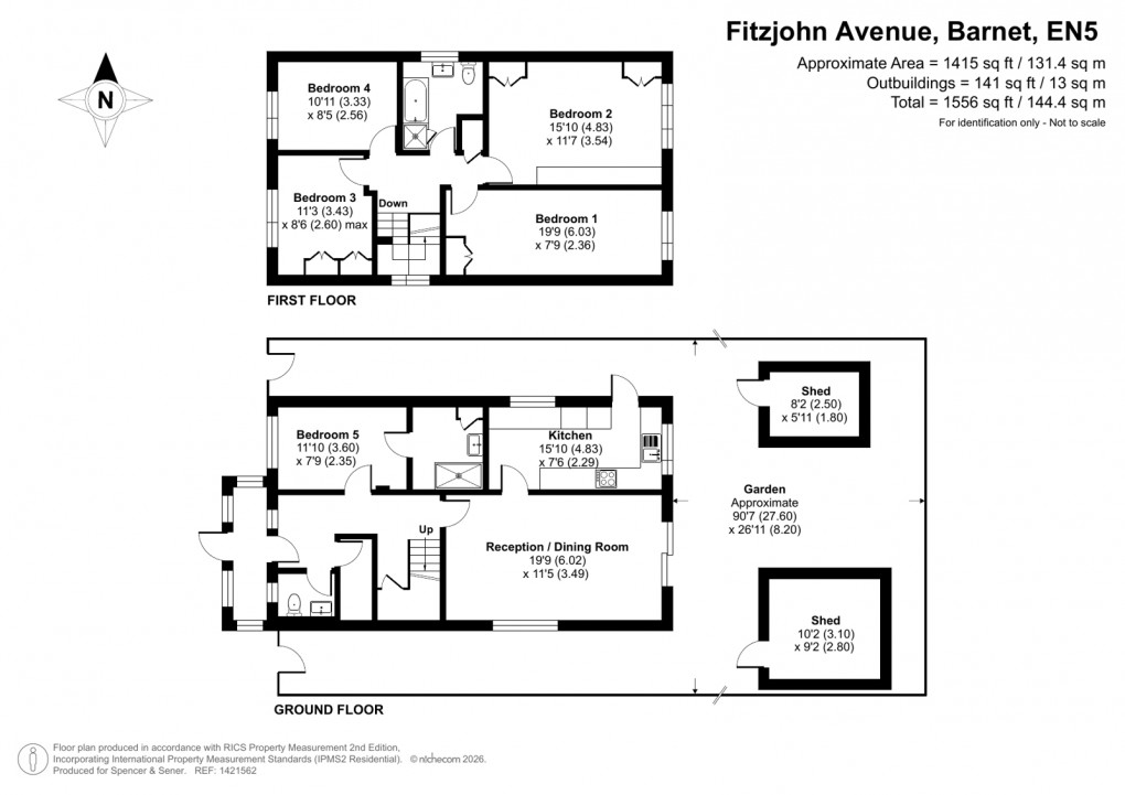 Floorplan for Fitzjohn Avenue, High Barnet