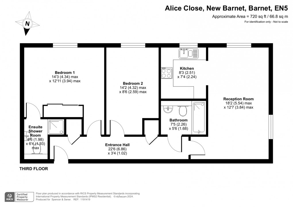 Floorplan for Alice Close, New Barnet, Barnet