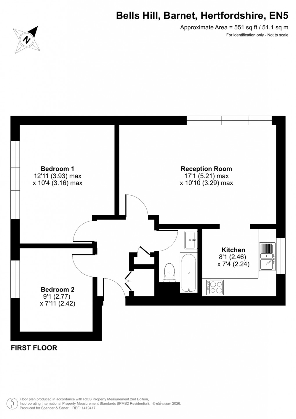 Floorplan for Bells Hill, Barnet, Hertfordshire