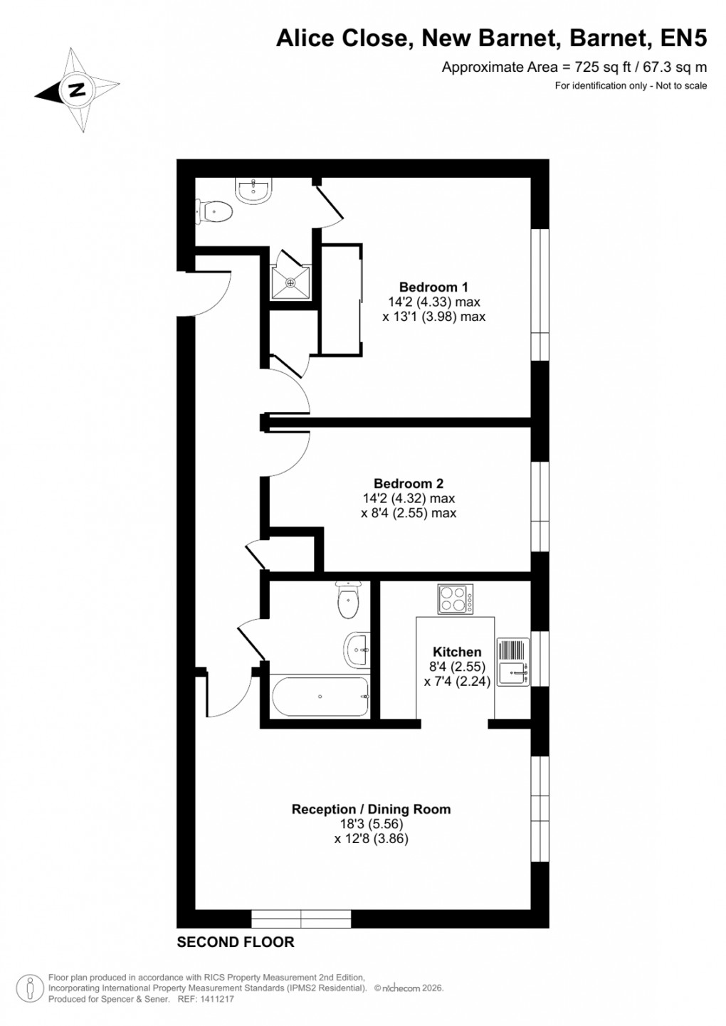 Floorplan for Alice Close, New Barnet, Barnet