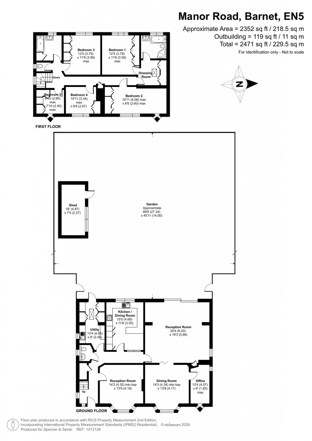 Floorplan for Manor Road, Barnet
